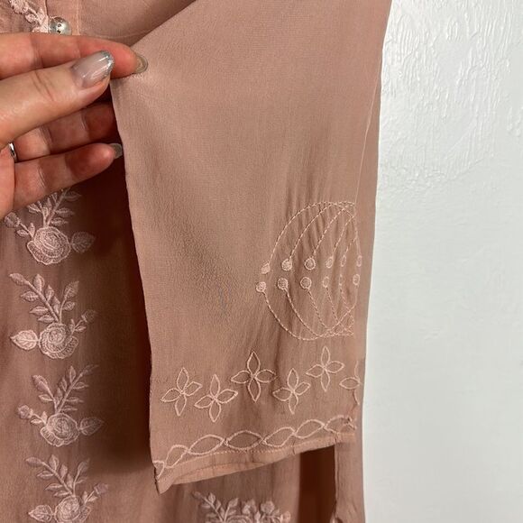Kyla Seo Luana Rosewater Embroidered 3/4 Sleeve Tunic Top Size S - Picture 4 of 12